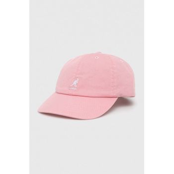 Kangol șapcă de baseball din bumbac culoarea roz, neted