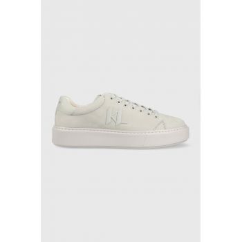 Karl Lagerfeld sneakers din piele MAXI KUP culoarea gri, KL52217