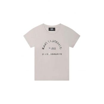 Karl Lagerfeld tricou de bumbac pentru copii culoarea bej
