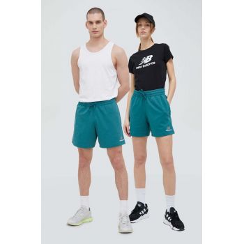 New Balance pantaloni scurti culoarea verde, neted ieftini