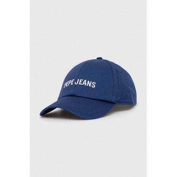 Pepe Jeans șapcă de baseball din bumbac culoarea albastru marin, cu imprimeu ieftina