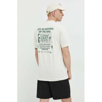 Vans tricou din bumbac culoarea bej, cu imprimeu