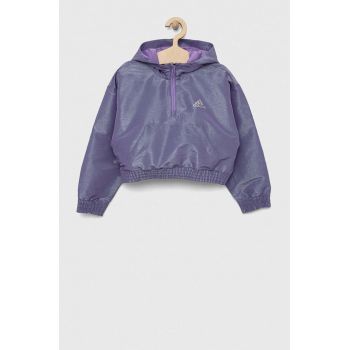 adidas bluza copii G D WV HD HLFZP culoarea violet, cu glugă, neted ieftina