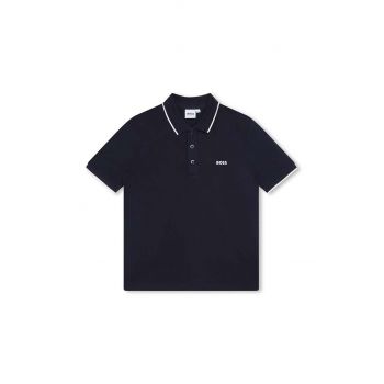 BOSS tricouri polo din bumbac pentru copii culoarea albastru marin, cu imprimeu de firma original