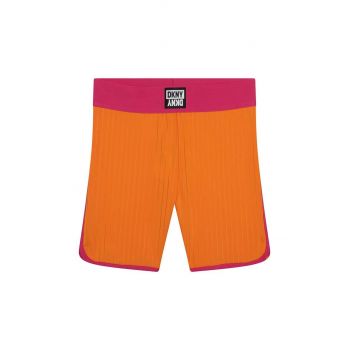 Dkny pantaloni scurti copii culoarea portocaliu, cu imprimeu de firma originali