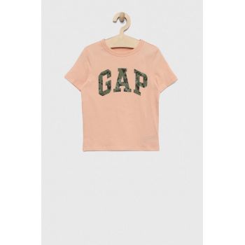GAP tricou de bumbac pentru copii culoarea portocaliu, cu imprimeu