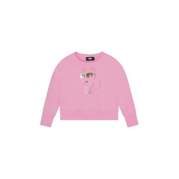 Karl Lagerfeld bluza copii culoarea roz, cu imprimeu