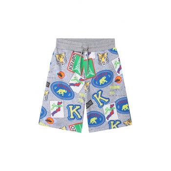 Kenzo Kids pantaloni scurți din bumbac pentru copii culoarea gri de firma originali