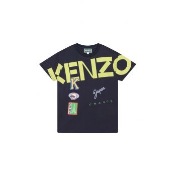 Kenzo Kids tricou de bumbac pentru copii culoarea albastru marin, cu imprimeu