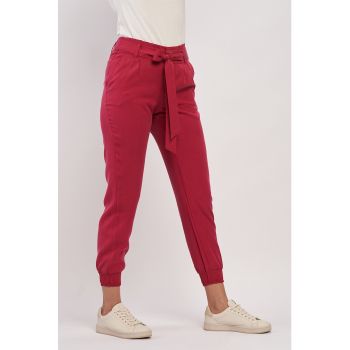 Pantaloni uni cu zona gleznelor elastica