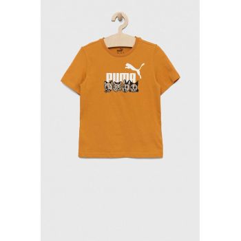 Puma tricou de bumbac pentru copii ESS+ MATES Tee culoarea galben