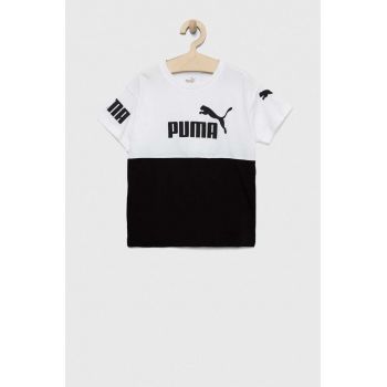 Puma tricou de bumbac pentru copii PUMA POWER Tee B culoarea alb, cu imprimeu