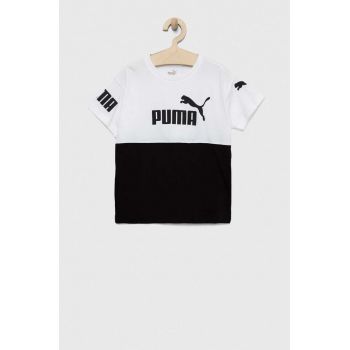 Puma tricou de bumbac pentru copii PUMA POWER Tee B culoarea alb, cu imprimeu ieftin