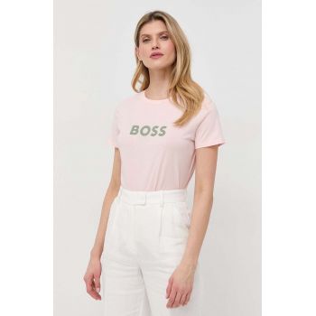 BOSS tricou din bumbac culoarea roz