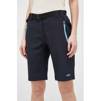 CMP pantaloni scurți outdoor femei, culoarea negru, neted, high waist