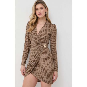 Elisabetta Franchi rochie culoarea bej, mini, drept