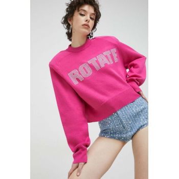 Rotate pulover din amestec de casmir culoarea roz de firma original