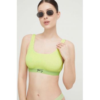 Tommy Jeans sutien de baie culoarea verde, cupa moale