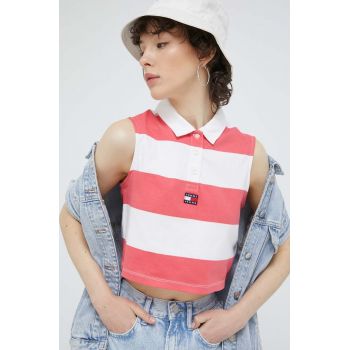 Tommy Jeans top din bumbac culoarea roz ieftin