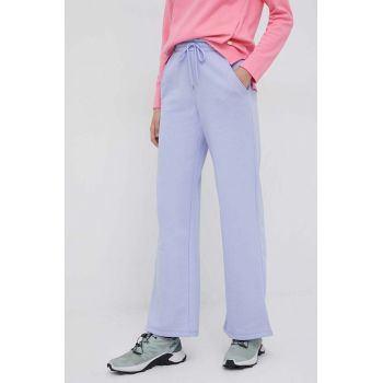 United Colors of Benetton pantaloni de trening din bumbac culoarea violet, neted de firma original