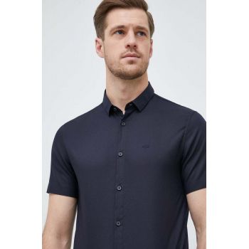 Armani Exchange camasa barbati, culoarea albastru marin, cu guler clasic, regular de firma originala