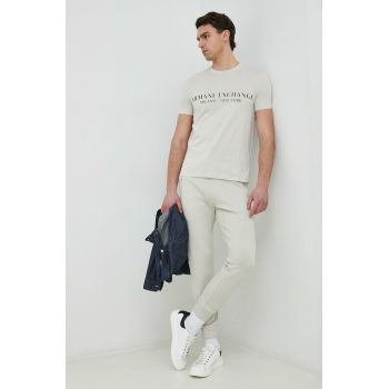 Armani Exchange pantaloni de trening barbati, culoarea alb, neted de firma originali