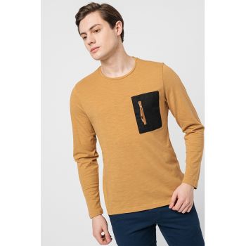 Bluza de bumbac cu buzunar pe piept