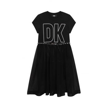 Dkny rochie fete culoarea negru, midi, evazati ieftina