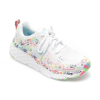 Pantofi sport SKECHERS albi, MAX CUSHIONING ELITE, din material textil