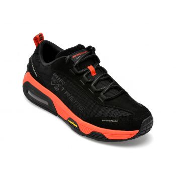 Pantofi sport SKECHERS negri, SKECH-AIR EXTREME V2, din material textil si piele intoarsa