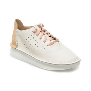 Pantofi CLARKS albi, VELHILL ETCH 13-N, din piele naturala