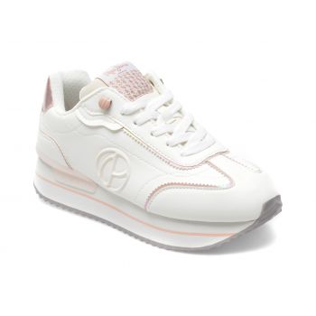 Pantofi sport PEPE JEANS albi, LS31479, din piele ecologica