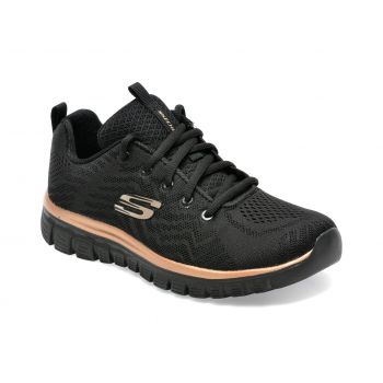 Pantofi sport SKECHERS negri, GRACEFUL, din material textil