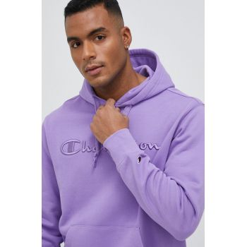 Champion bluza barbati, culoarea violet, cu glugă, neted