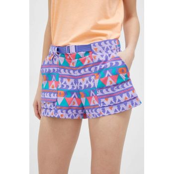 Columbia pantaloni scurți outdoor Summerdry Cargo culoarea violet, modelator, medium waist