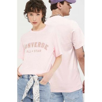 Converse tricou din bumbac culoarea roz, cu imprimeu
