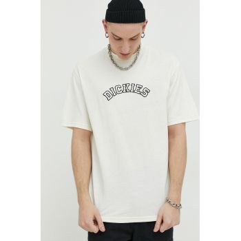 Dickies tricou din bumbac culoarea bej, cu imprimeu