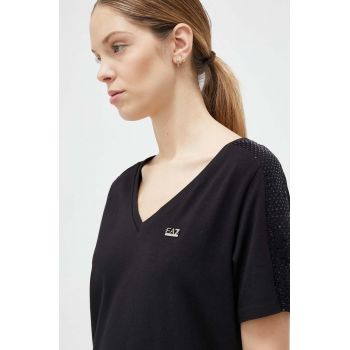 EA7 Emporio Armani tricou femei, culoarea negru ieftin