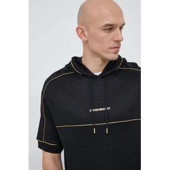 Emporio Armani tricou barbati, culoarea negru, cu imprimeu de firma original