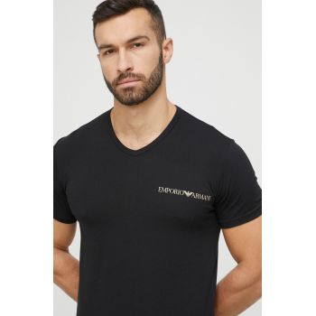 Emporio Armani Underwear tricou lounge 2-pack culoarea negru, cu imprimeu