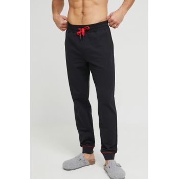 HUGO pantaloni lounge din bumbac culoarea negru, neted