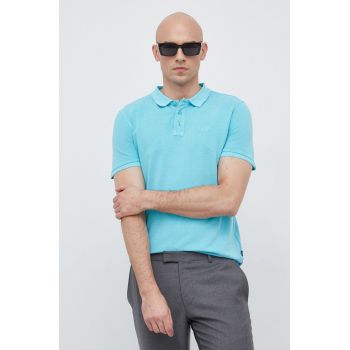 Joop! polo de bumbac culoarea turcoaz, neted de firma original