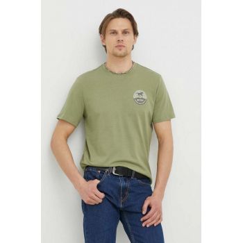 Mustang tricou din bumbac culoarea verde, cu imprimeu