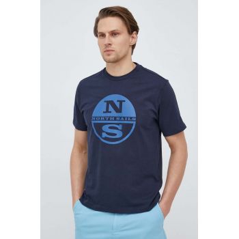 North Sails tricou din bumbac barbati, culoarea albastru marin, cu imprimeu