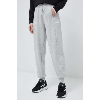 Puma pantaloni de trening culoarea gri, cu imprimeu de firma original