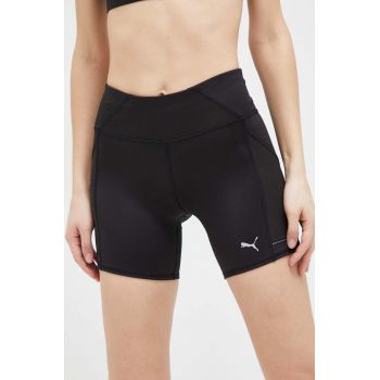 Puma pantaloni scurți de alergare Favorite culoarea negru, uni, high waist 658608