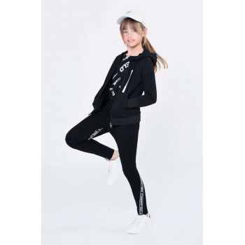 Karl Lagerfeld bluza copii culoarea negru, cu glugă, cu imprimeu