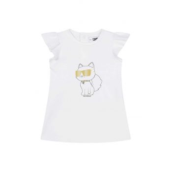 Karl Lagerfeld rochie din bumbac pentru copii culoarea alb, mini, drept