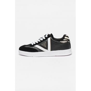 Pantofi sport de piele ecologica cu garnituri de piele intoarsa