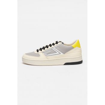 Pantofi sport de piele ecologica cu garnituri de piele